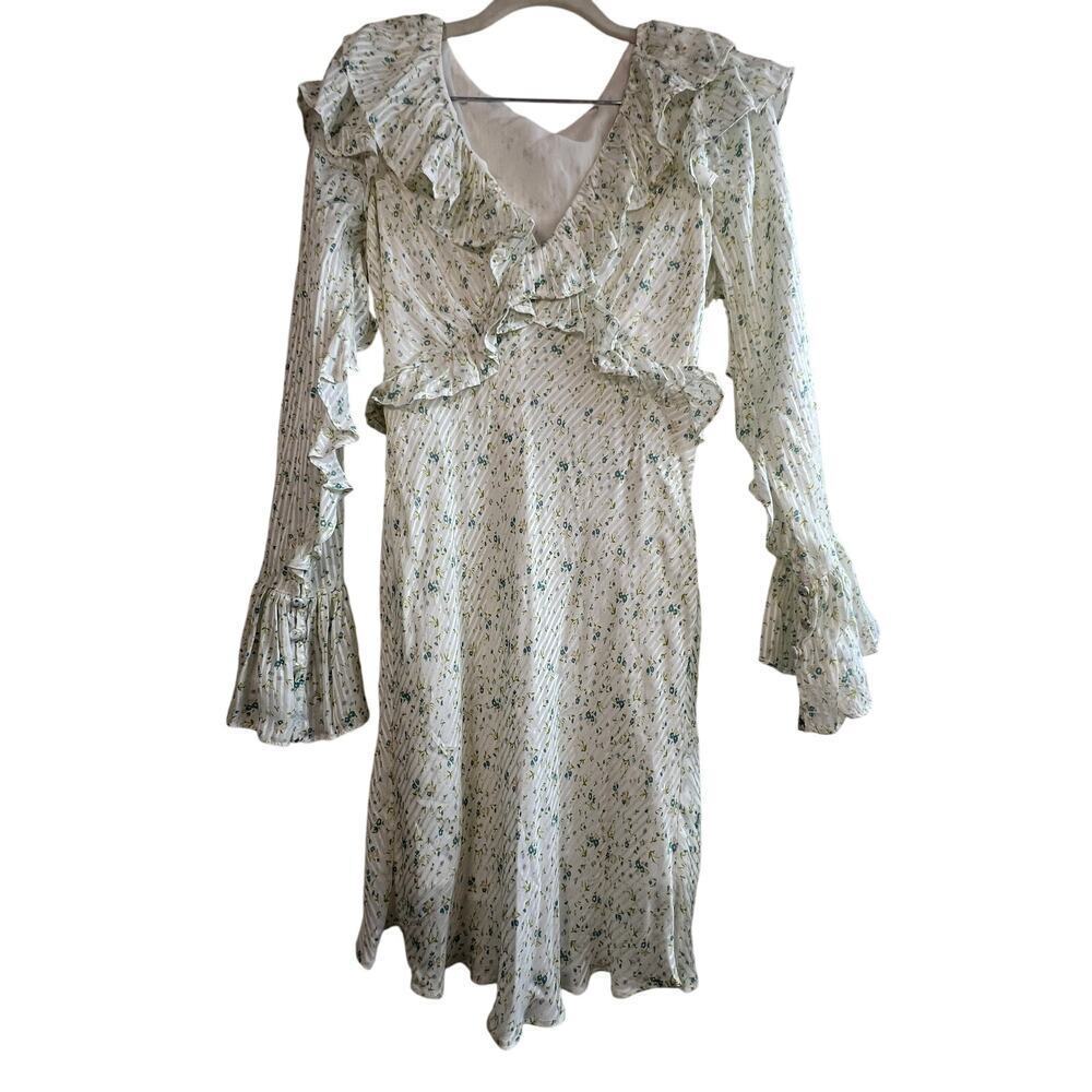 Free People Women's Sweetest Thing Ruffle Sleeve Mini Dress White Size 4 - Picture 3 of 14